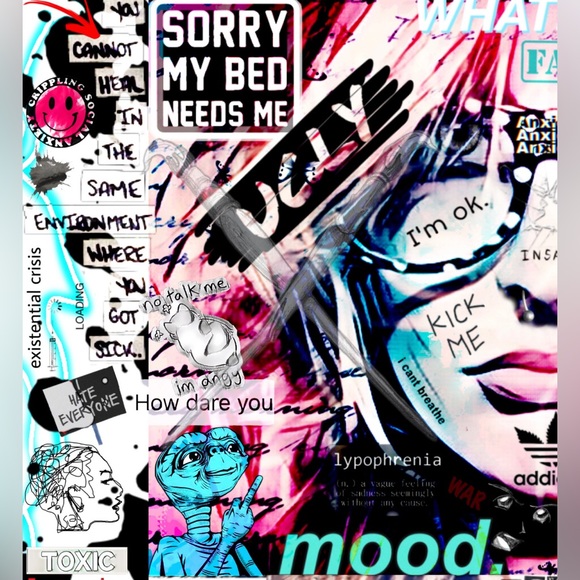 “Borderline” – Original Digital Collage Pop Art Canvas Punk/Emo Aesthetic - Picture 10 of 13